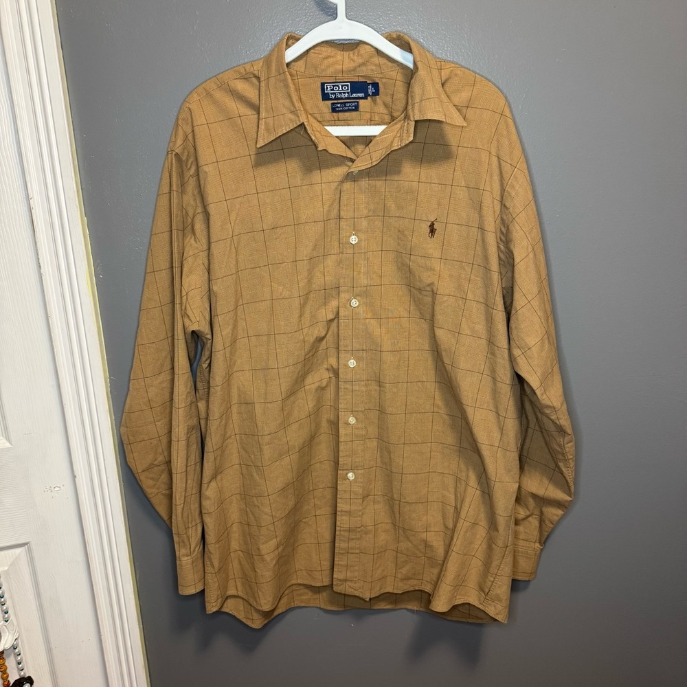 Polo Ralph Lauren Men's Tan Checkered Shirt